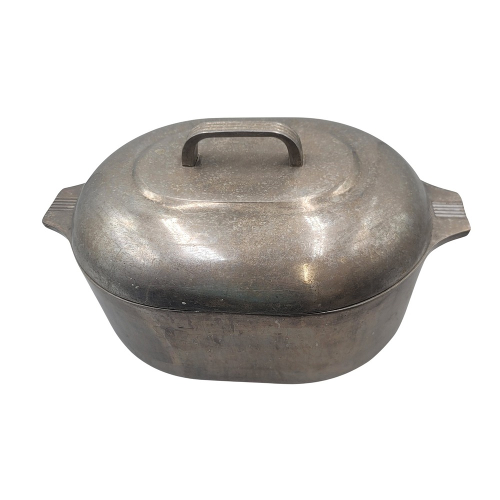 MCM Magnalite GHC 8 Qt Oval Roaster Pan with Lid & Trivet Made in USA 15.5" EUC